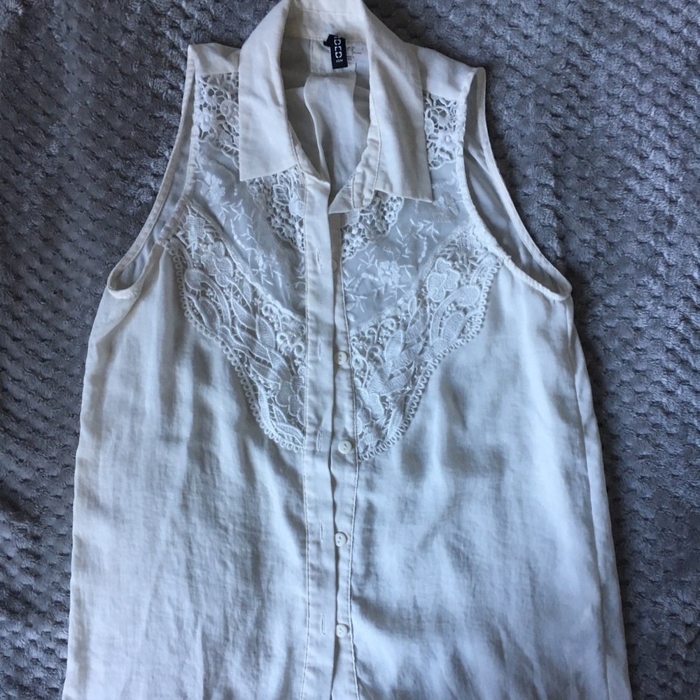 Small White H&M lace chiffon blouse